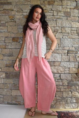 Frame Cotton Vintage Wash Barrel Pant Coral
